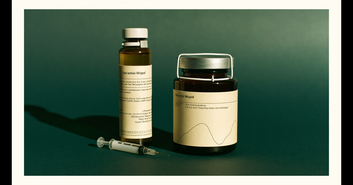 Two laboratory vials side by side representing peptide comparison research